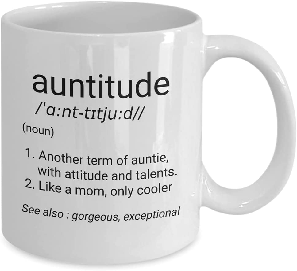 Auntie Coffee Mug, Best Aunty Present, Mug for Aunt from Niece and Nephew – Auntitude Mug. Best Birthday Christmas Gifts for Aunt, Great Gifts Idea for Aunt, Special Aunt Gifts, 11oz White Coffee Cup