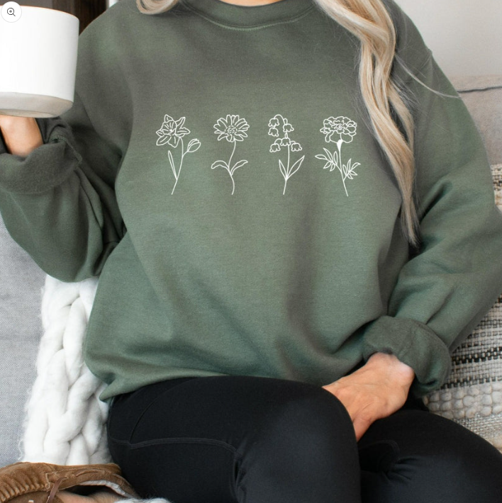 Custom Birth Month Birth Flower Sweatshirt, Mothers Day Gift, Mama Sweatshirt, Gift For Mom, Plant Mom Gift, Flower Shirt, Perfect Mothers Day Gift, Tshirt, Hoodie, Long Sleeve, Vneck