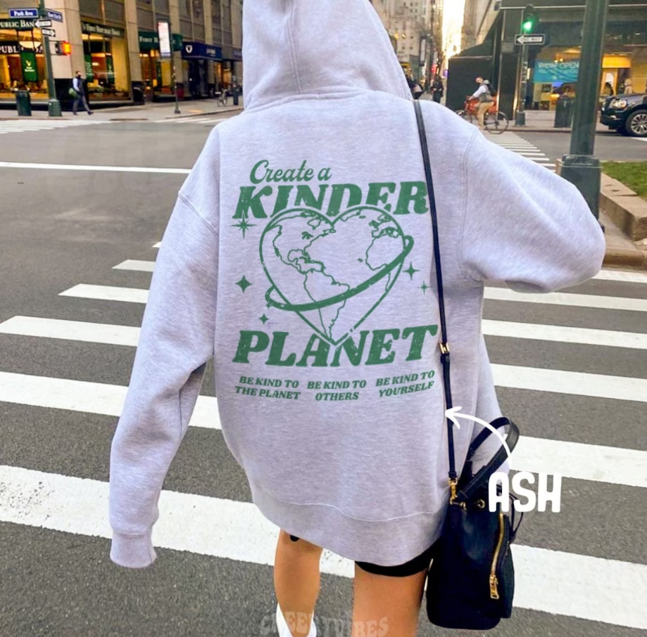 Create A Kinder Planet Hoodie, Aesthetic Hoodie For Teen 2022, Words on Back Hoodie, Trendy Hoodie For Yoth Teen, Words On Back Of Hoodie Trendy, Positive Sweatshirts For Girls