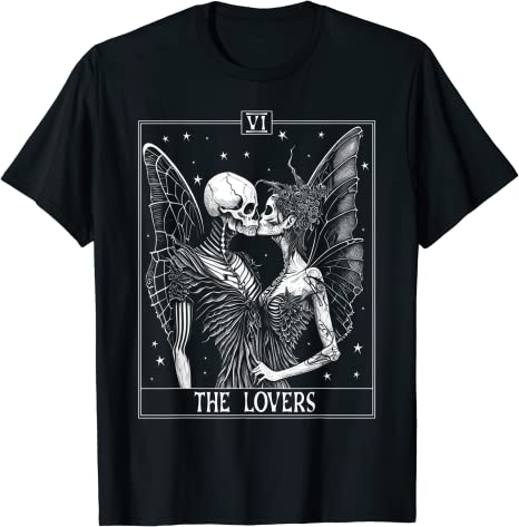 Vintage Fairycore Aesthetics, The Lovers Tarot Card T-Shirt Sweatshirt Hoodie Tanktop for Men Women Kids Black