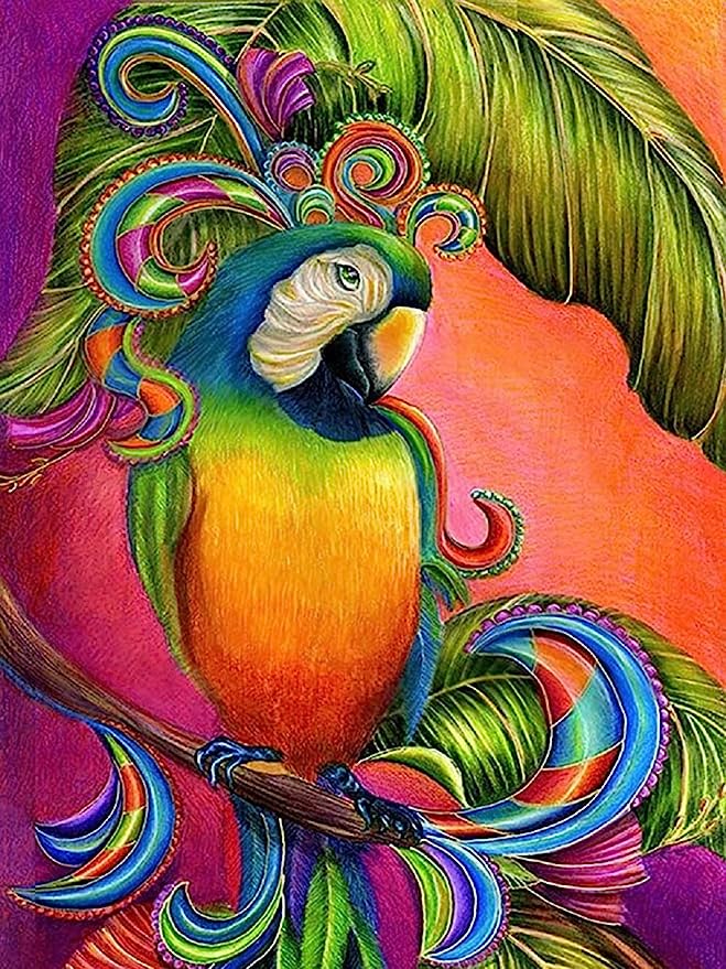 Parrot Peacock Bird 5D DIY Diamond Painting Kit Cross Diamond Embroidery Painting by Number Diamond Art Mosaic Home Decor Gift (16)