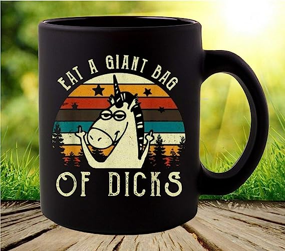 Eat a Giant Bag of Dicks Unicorn Vintage Coffee Mug,Ceramic Coffee Mug,Tea Cup for Office and Home,11 Oz, Dishwasher and Microwave Safe