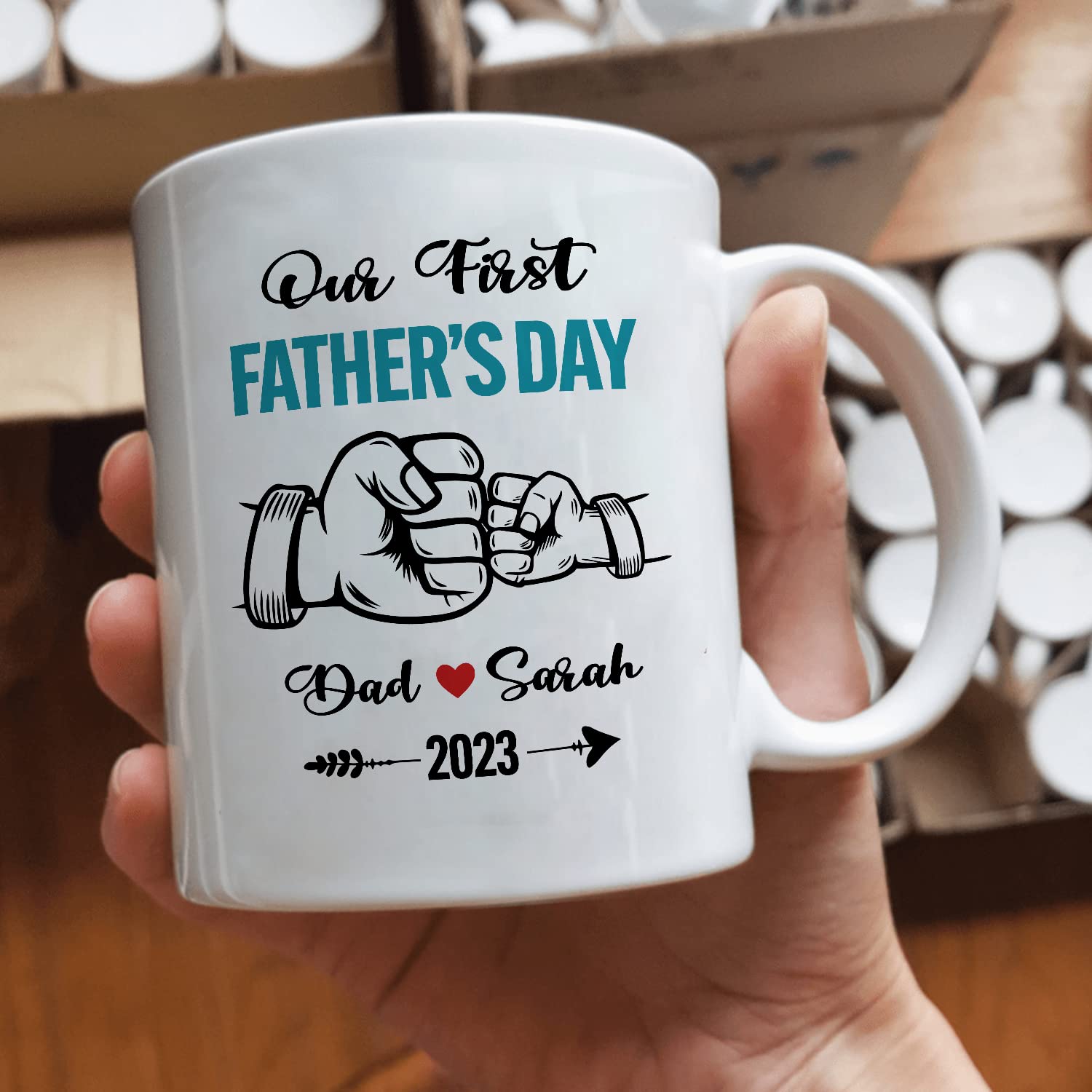 Personalized First Father’s Day Ceramic Coffee Mug, Gift For New Dad, Happy First Father’s Day, Gift For First Daddy, First Father’s Day Gifts, Our First Father’s Day Mug