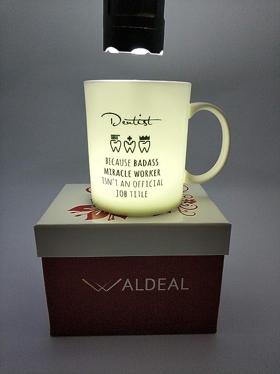 wodealmug Coffee Mug Tea Cup – Doctor Dentist Because Badass Miracle Worker – White Fine Bone Ceramic 11 oz