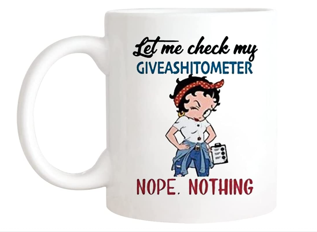 Mr.Fixed – Betty Boop Let Me Check My Giveashitometer Nope Nothing Mug, Patent Mug, Gift For Her, 11oz Ceramic Coffee Mug, Unique Gift