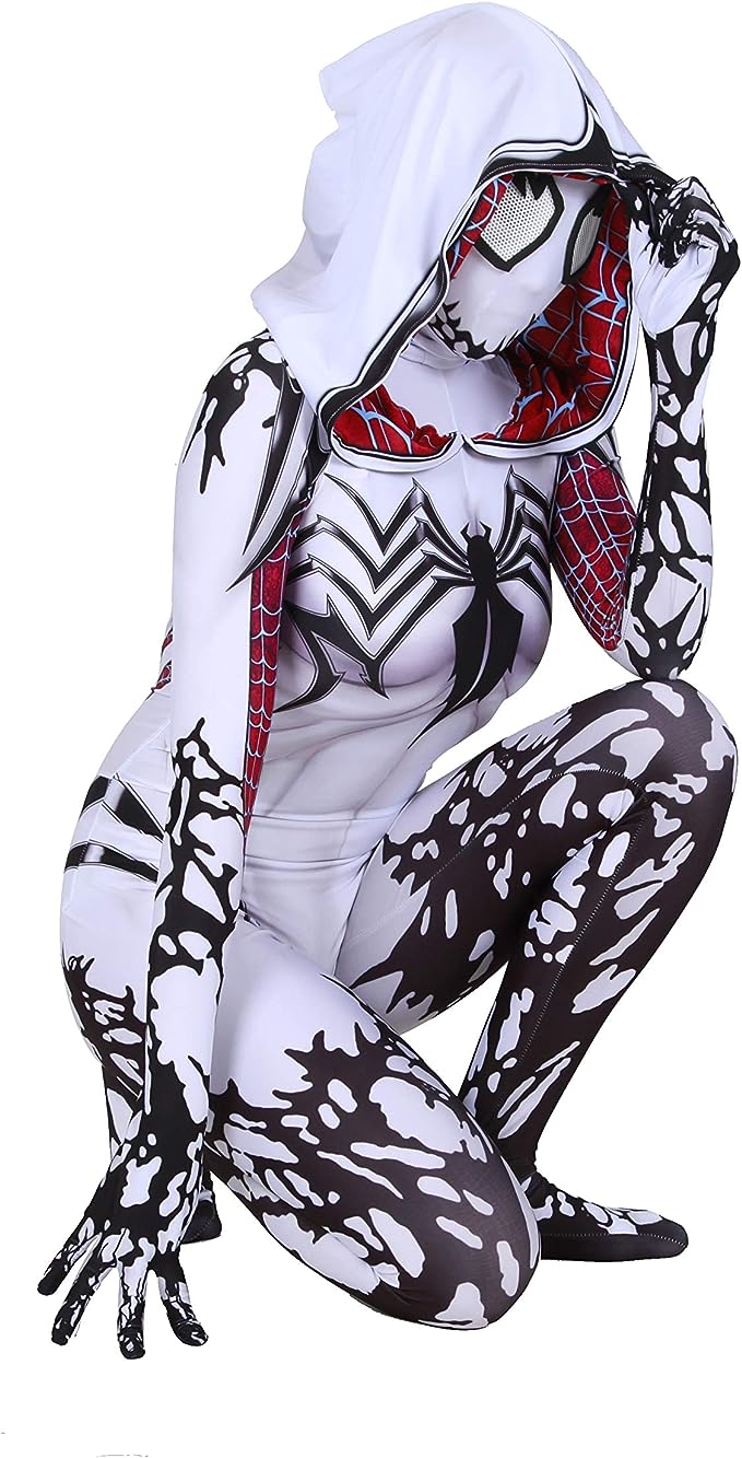 Gwen Stacy Cosplay Costume Into The Spider Verse Gwenom Spandex Fabric Halloween Superhero Bodysuit