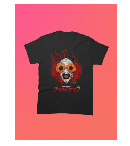 Terrifier 2 Art The Clown Sunflower Sunglasses Horror Movie Black T-Shirt