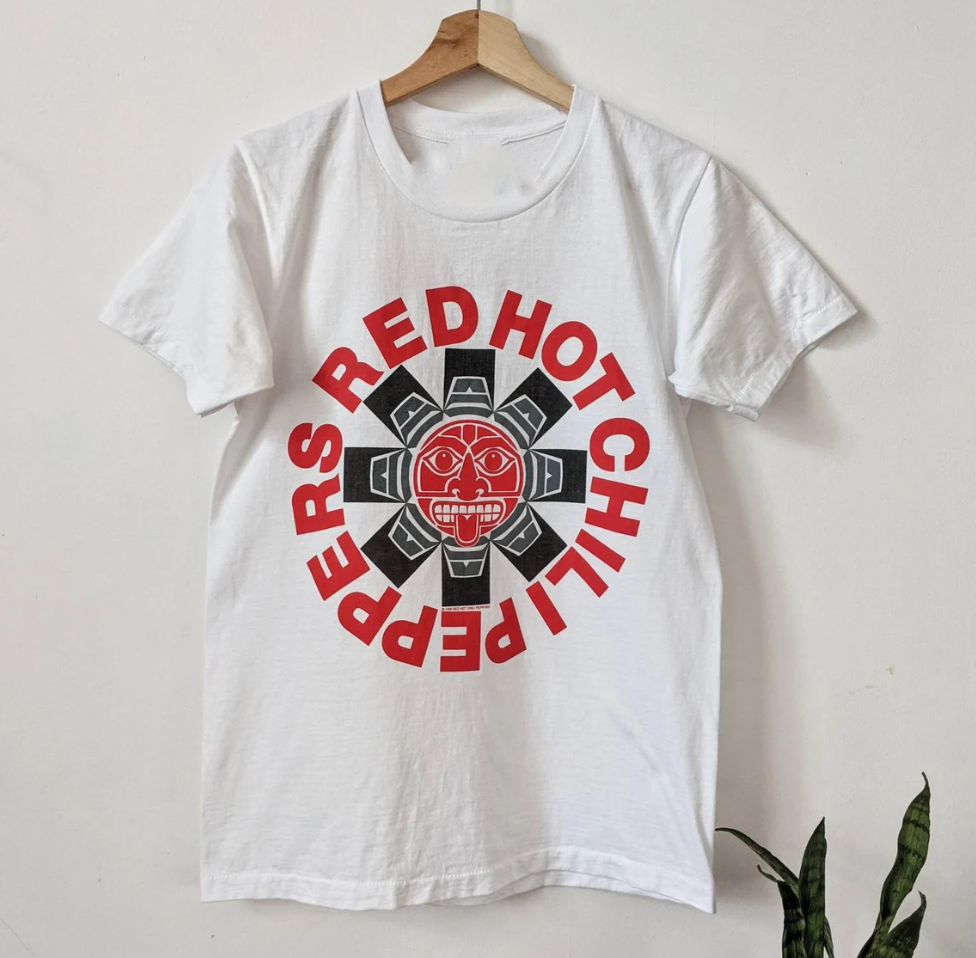 Vintage Red Hot Chili Peppers 1998 Merch T-shirt Double Side Single Stitch Aztec