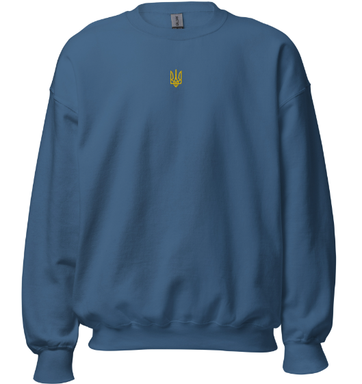 TEEWORLD Ukraine Trident Symbol Middle Ukrainian Zelensky Green Crewneck Pullover Sweatshirt