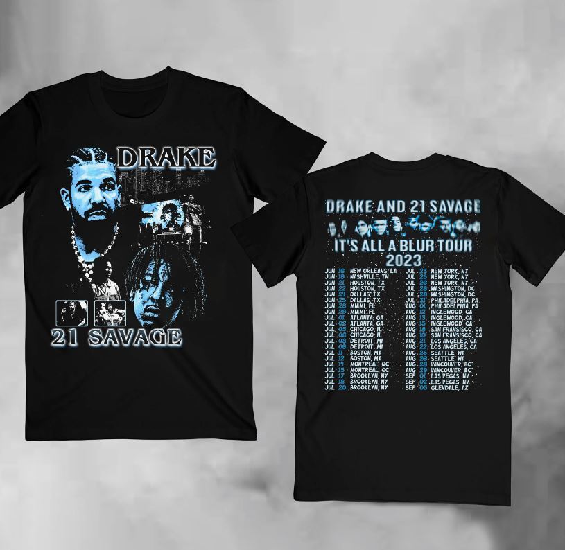 Drake It’s All A Blur Tour 2023 T Shirt Rap Rapper Hip Hop Tee