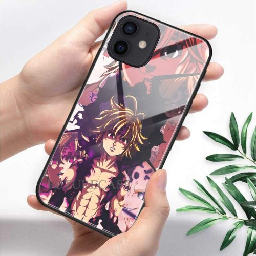 FUTURECASE Anime Seven Deadly Sins Meliodas Escanor Tempered Glass Case for iPhone 6 6S 7 8 Plus 12 11 Pro Max Mini X XR XS Max SE 2020(1, iPhone 12)