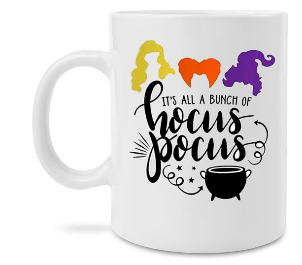 Bubble Hugs Halloween Coffee Mug 11 oz White, It’s All A Bunch for Fantasy Horror Movie Fans