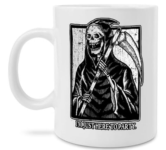 Crazy Dog T-Shirts Here To Party Coffee Mug Funny Halloween Ceramic Cup-11oz