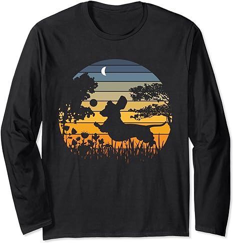 Dachshund Wiener Dog Sunset Garden Nature Lover T-Shirt Hoodie Sweatshirt Tank Top V-Neck for Men Women Kids