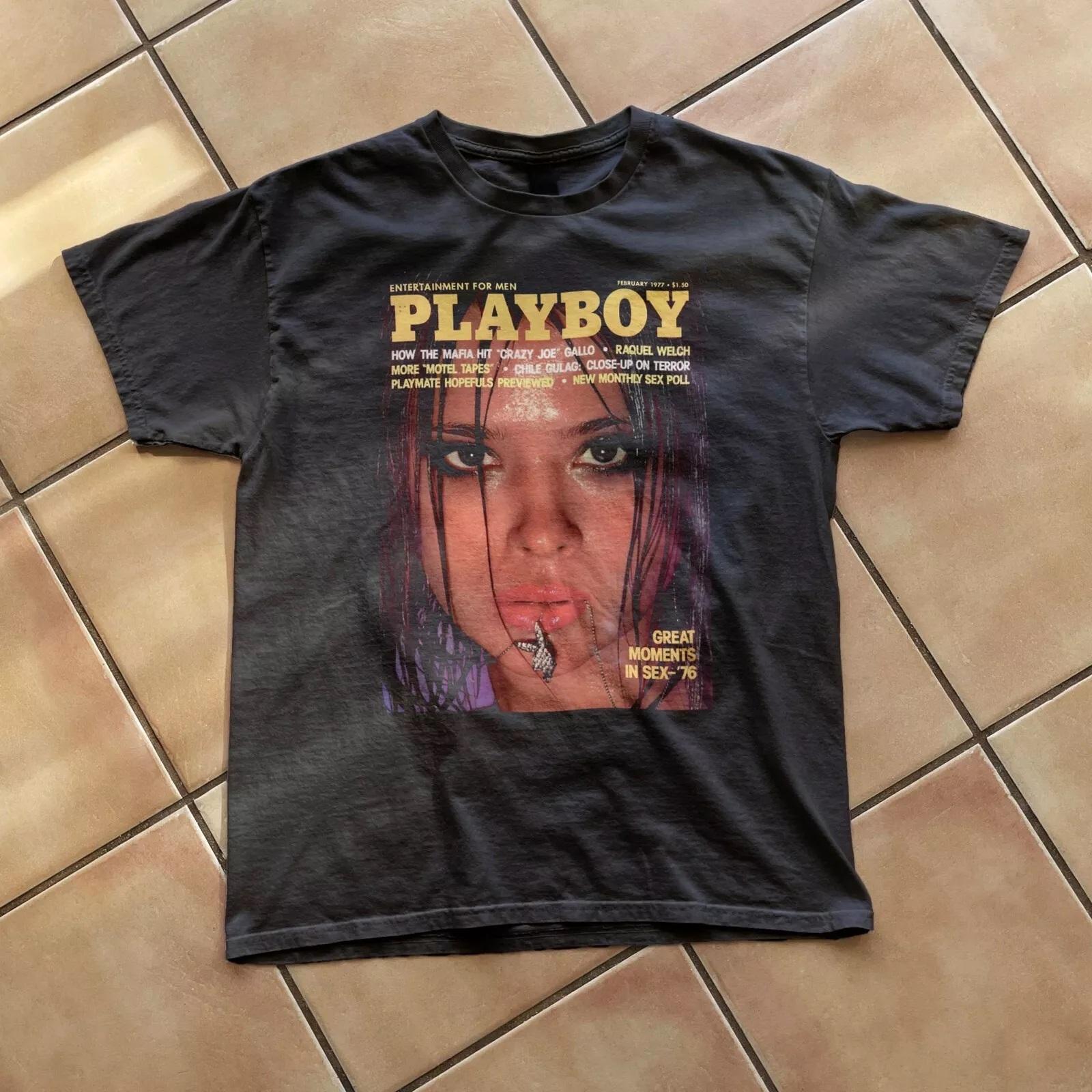 Vintage Playboy February 1977 Print Ad Tee, Vintage T-Shirt, Vintage Graphic Tee Menswear Top Tshirt Streetwearrt, Retro Country Shirt, Wester Unisex Tee, Heavy Cotton Shirt, Wild West Gift, Vintage Oversized Tee